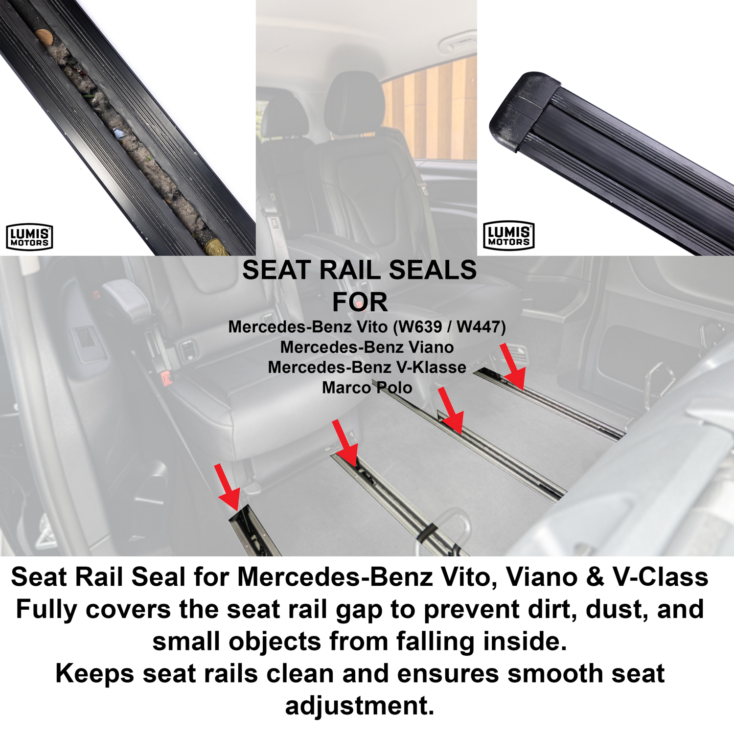 Mercedes V Class seat rail cover trim W447 installed