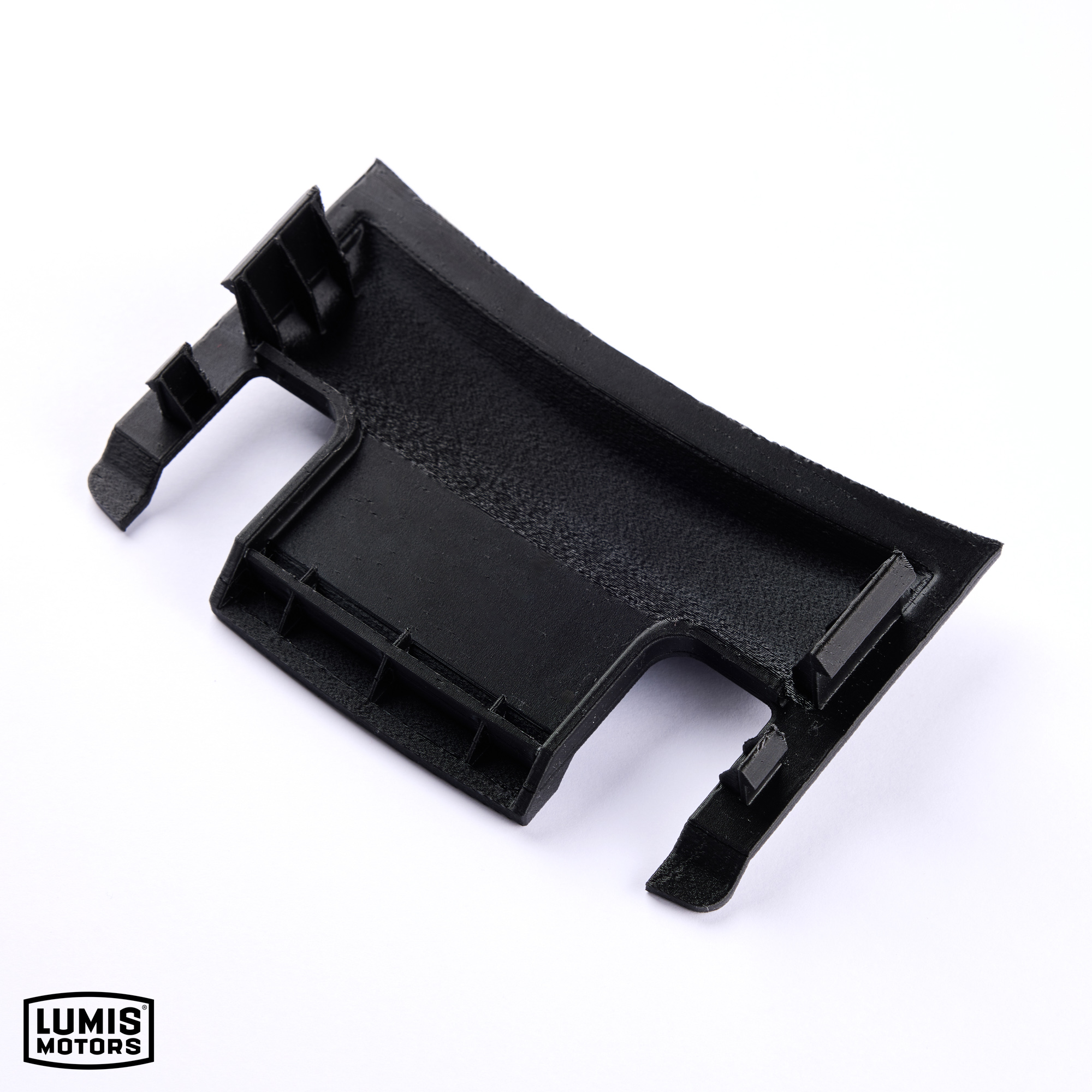 Center console storage tray modified for hinge repair installed